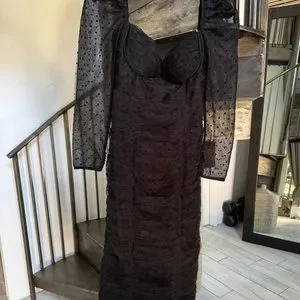 Self-Portrait | Dresses | Self Portrait Black Dot Mesh Shirred